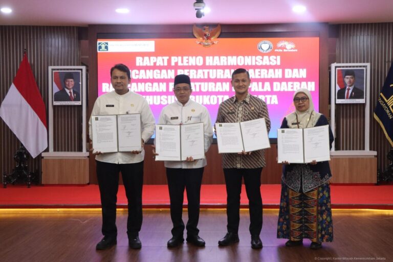 Kanwil Kemenkum DK Jakarta Rampungkan Harmonisasi 3 Raperda dan 1 Raperkada Bersama Pemprov DKI Jakarta