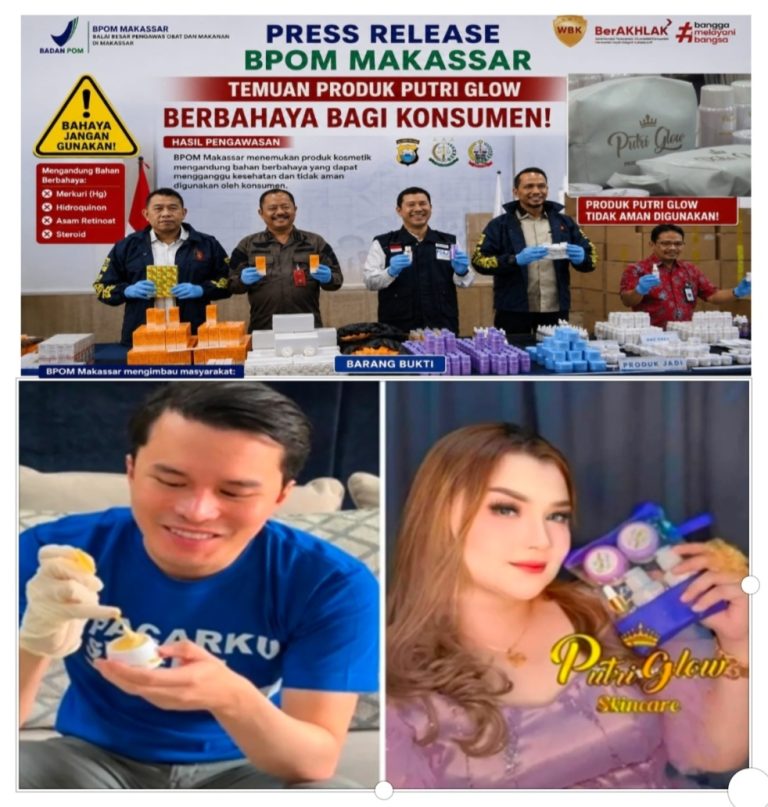 BBPOM Bongkar Produk Cosmetik Ilegal, Polda Sulsel Diminta Tangkap Putri Glow
