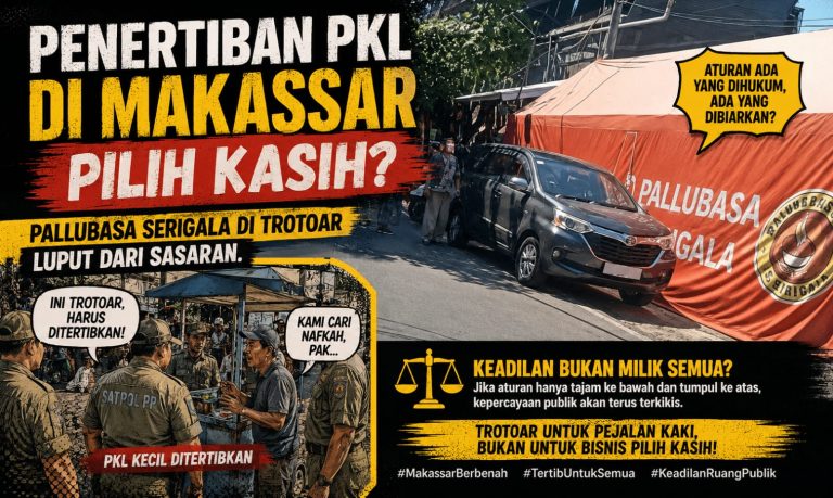 Penertiban PKL Pilih Kasih, Pallubasa Serigala Beroperasi di Trotoar