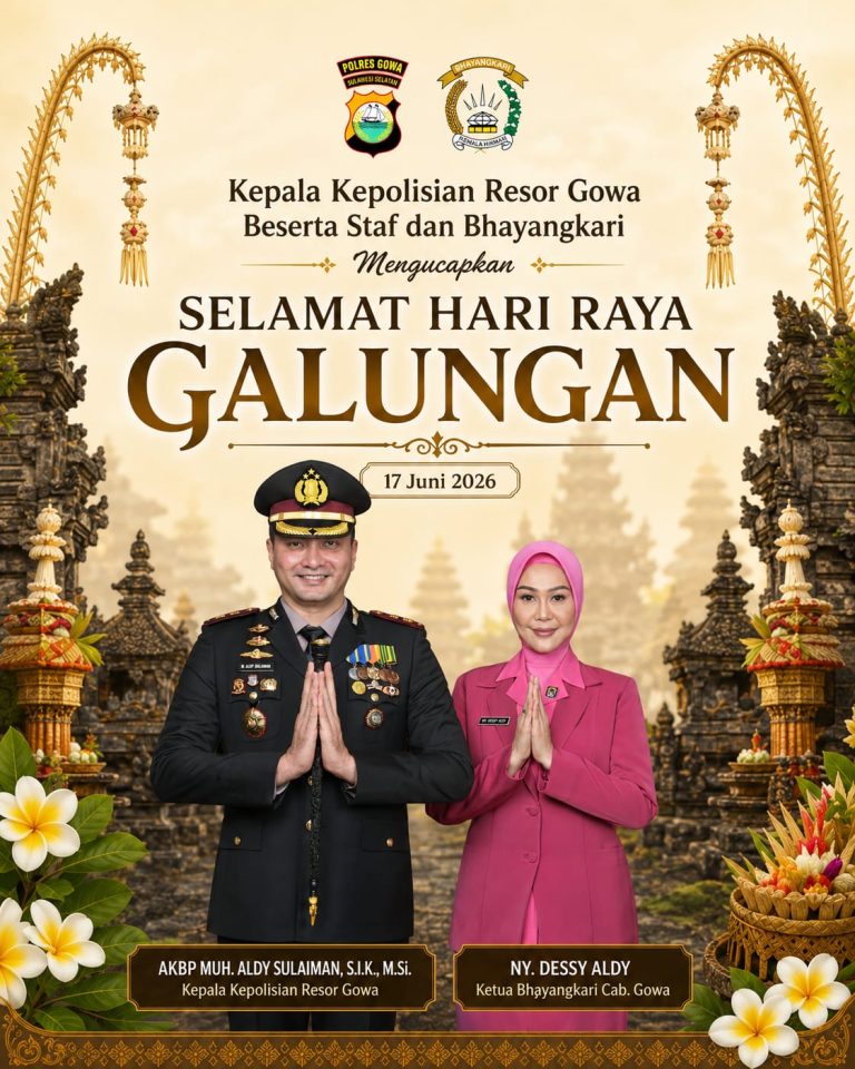 Kapolres Gowa Beserta Staf dan Bhayangkari Ucapkan Selamat Hari Raya Galungan 2026
