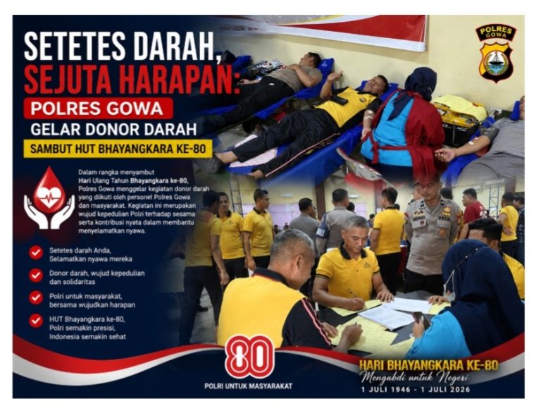 Setetes Darah, Sejuta Harapan: Polres Gowa Gelar Donor Darah Sambut HUT Bhayangkara ke-80