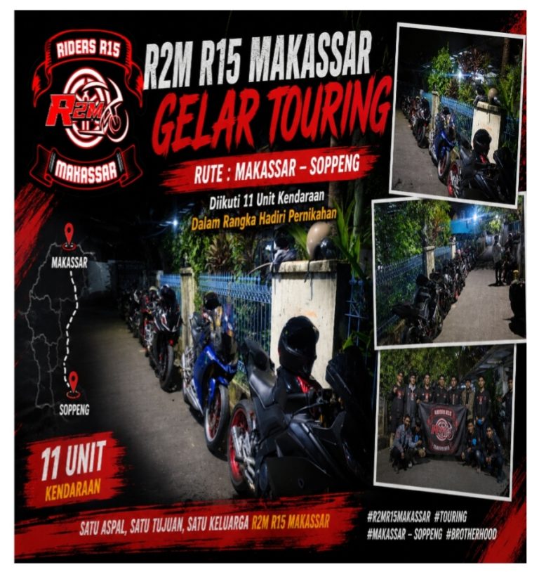 R2M R15 Makassar Gelar Touring, Rute Makassar – Soppeng, Diikuti 11 Unit Kendaraan Dalam Rangka Hadiri Pernikahan
