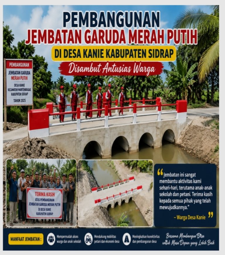 Pembangunan Jembatan Garuda Merah Putih di Desa Kanie Kabupaten Sidrap Disambut Antusias Warga