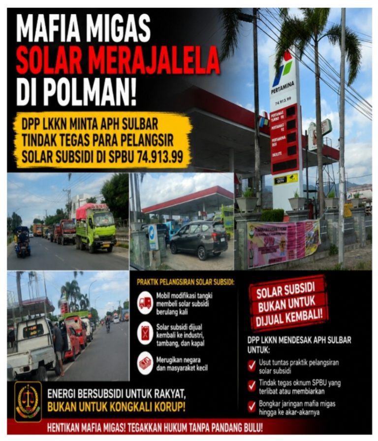 Mafia Migas Solar Merajalela di Polman, DPP LKKN Minta APH Sulbar Tindak Tegas Para Pelangsir Solar Subsidi di SPBU 74.913.99