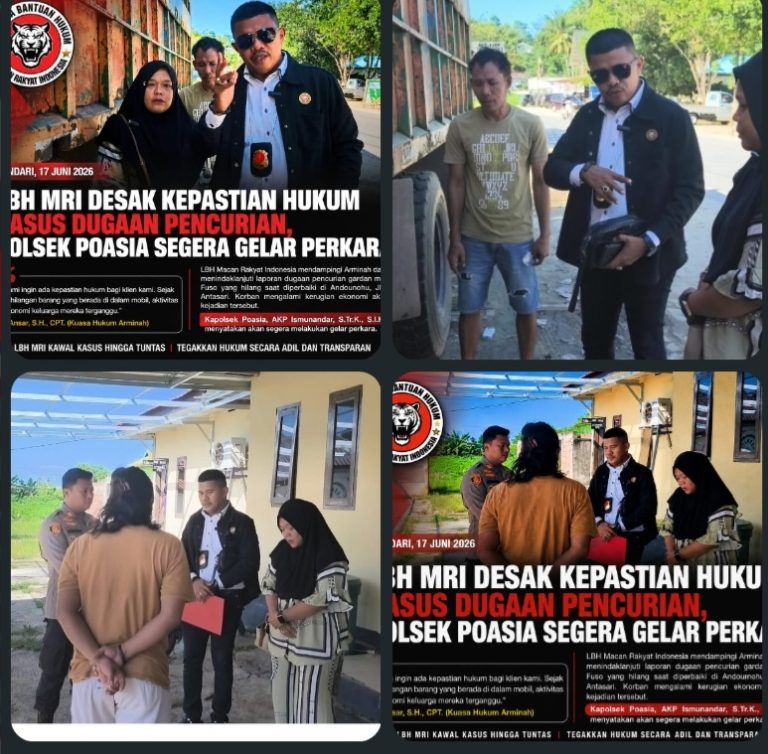 LBH MRI Desak Kepastian Hukum Kasus Dugaan Pencurian, Polsek Poasia Segera Gelar Perkara