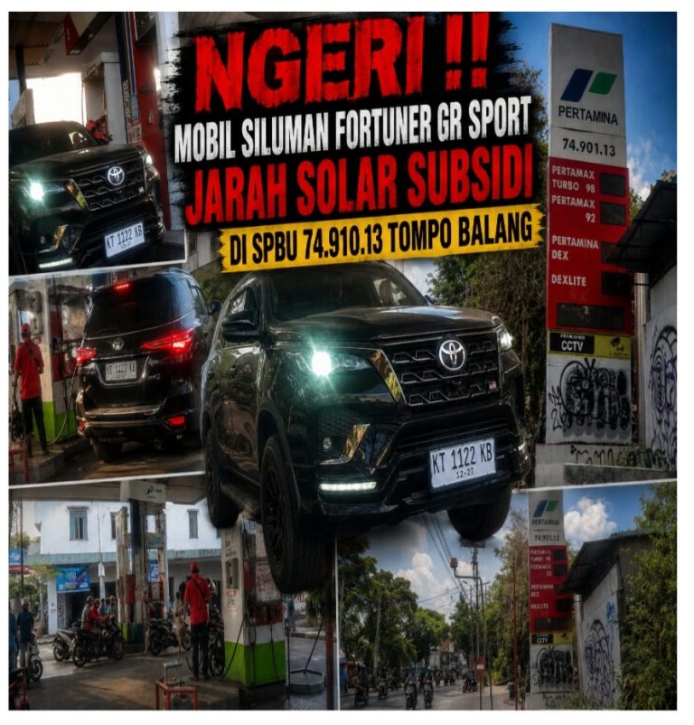 NGERI !! Mobil Siluman Fortuner GR Sport Jarah Solar Subsidi di SPBU 74.910.13 Tompo Balang