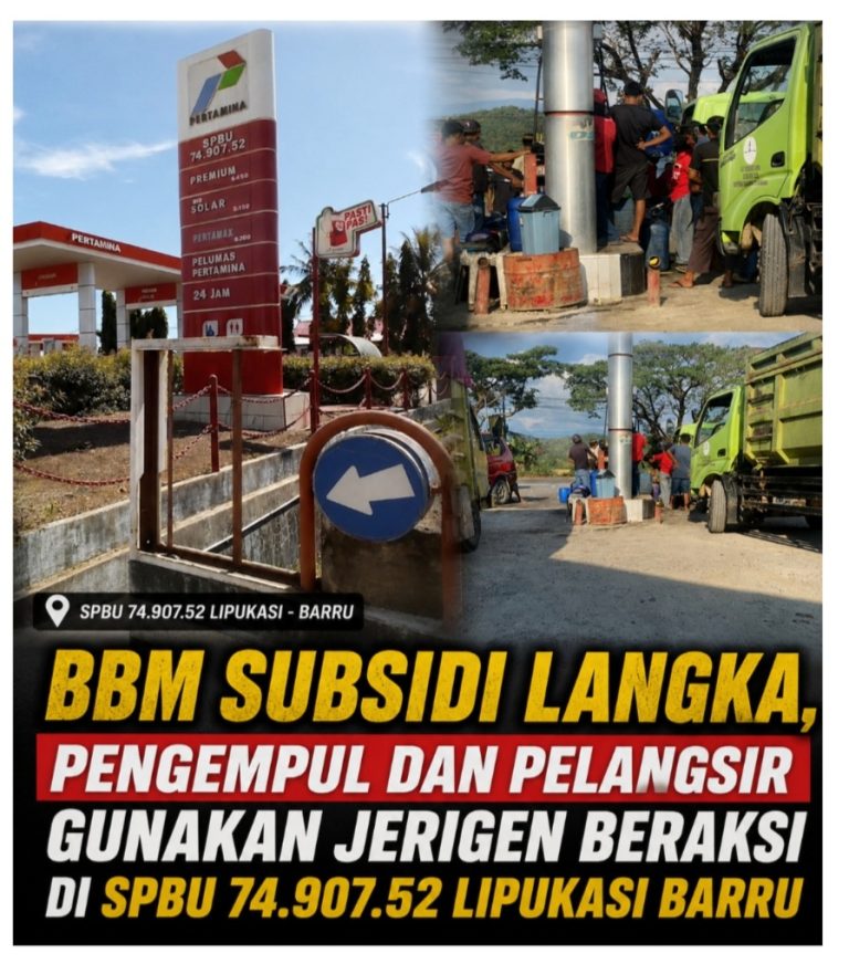 BMM Subsidi Langka, Pengempul dan Pelangsir Gunakan Jerigen Beraksi di SPBU 74.907.52 Lipukasi Barru