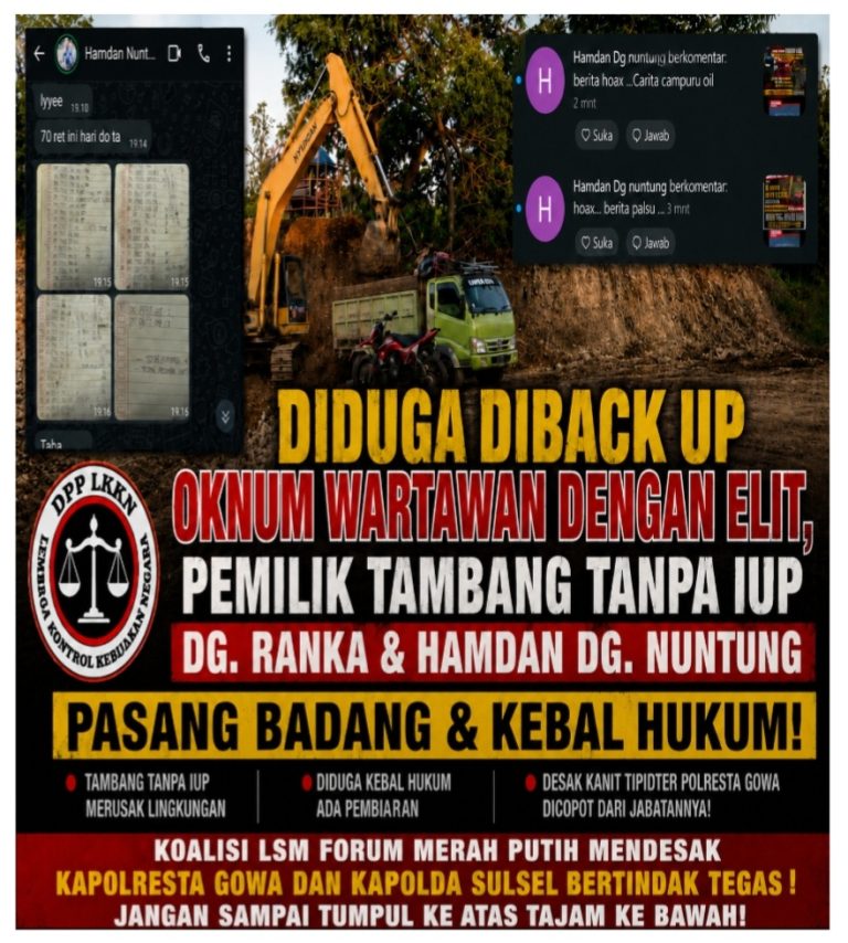 Diduga Diback Up Oknum Wartawan Dengan Elit, Pemilik Tambang Tanpa IUP Pasang Badang & Kebal Hukum