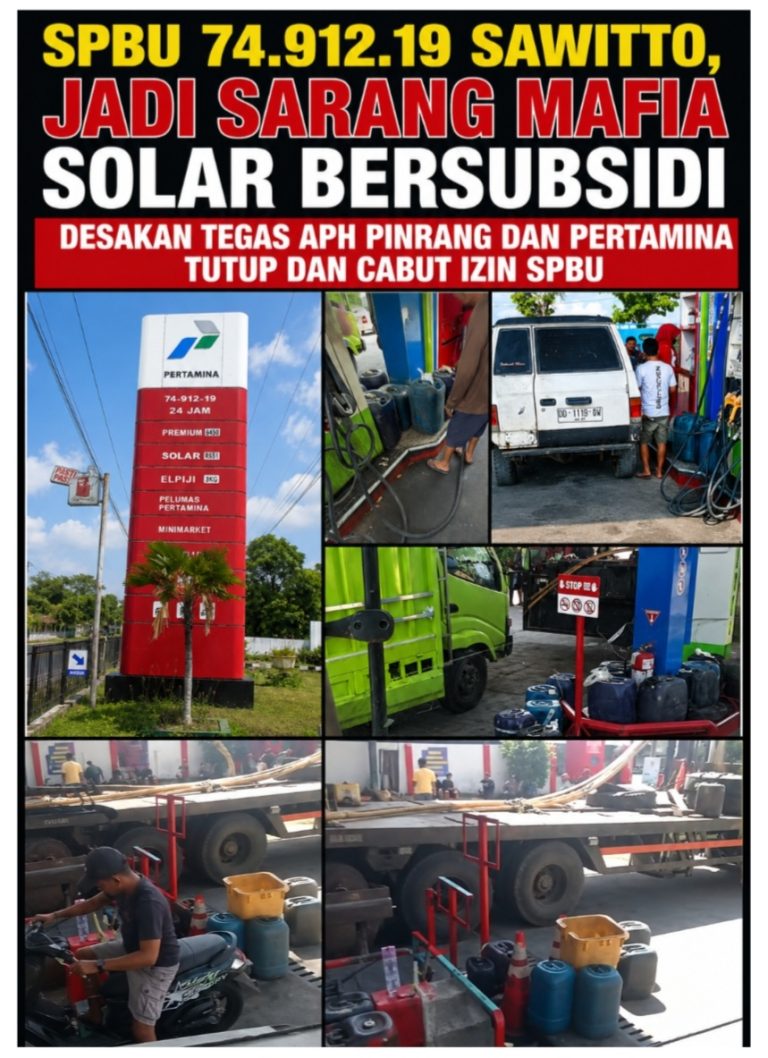 SPBU 74.912.19 Sawitto, Jadi Sarang Mafia Solar Bersubsidi, Desakan Tegas APH Pinrang dan Pertamina Tutup dan Cabut Izin SPBU