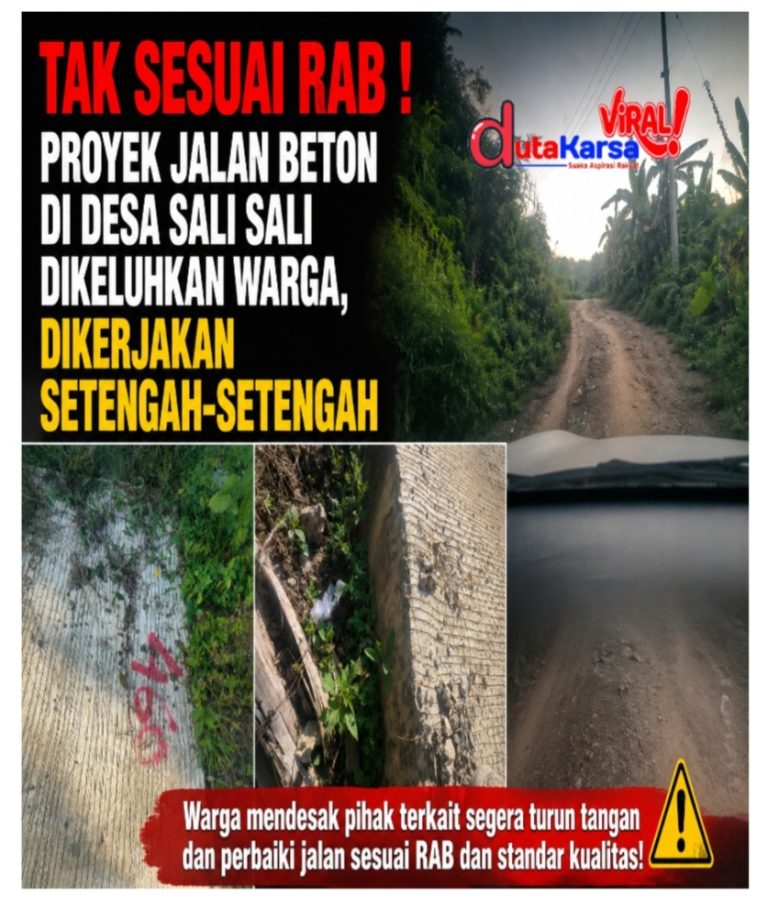 Diduga Tak Sesuai RAB ! Proyek Jalan Beton di Desa Sali Sali Dikeluhkan Warga, Dikerjakan Setengah-Setengah