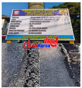 Proyek Rehabilitasi Jalan Kohilwan III Belum Genap 2 Minggu Sudah Retak Parah