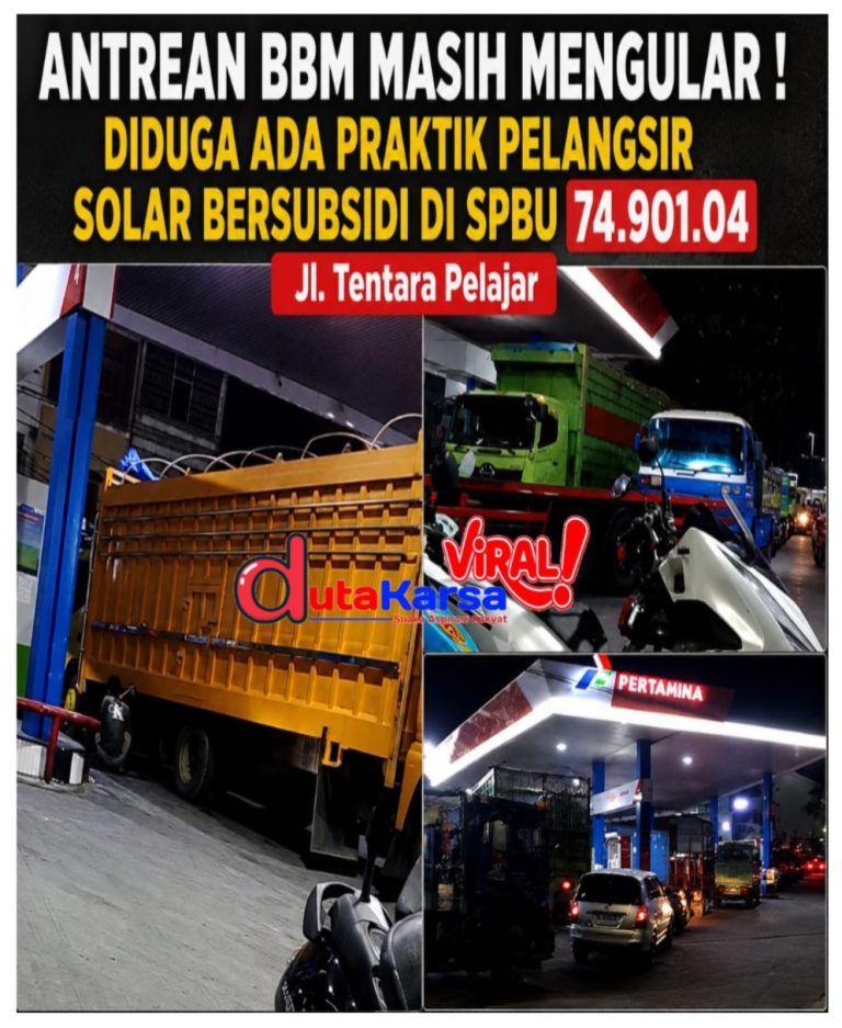 Antrean BBM Masih Mengular ! Diduga Ada Praktik Pelangsir Solar Bersubsidi di SPBU 74.901.04 Jl. Tentara Pelajar