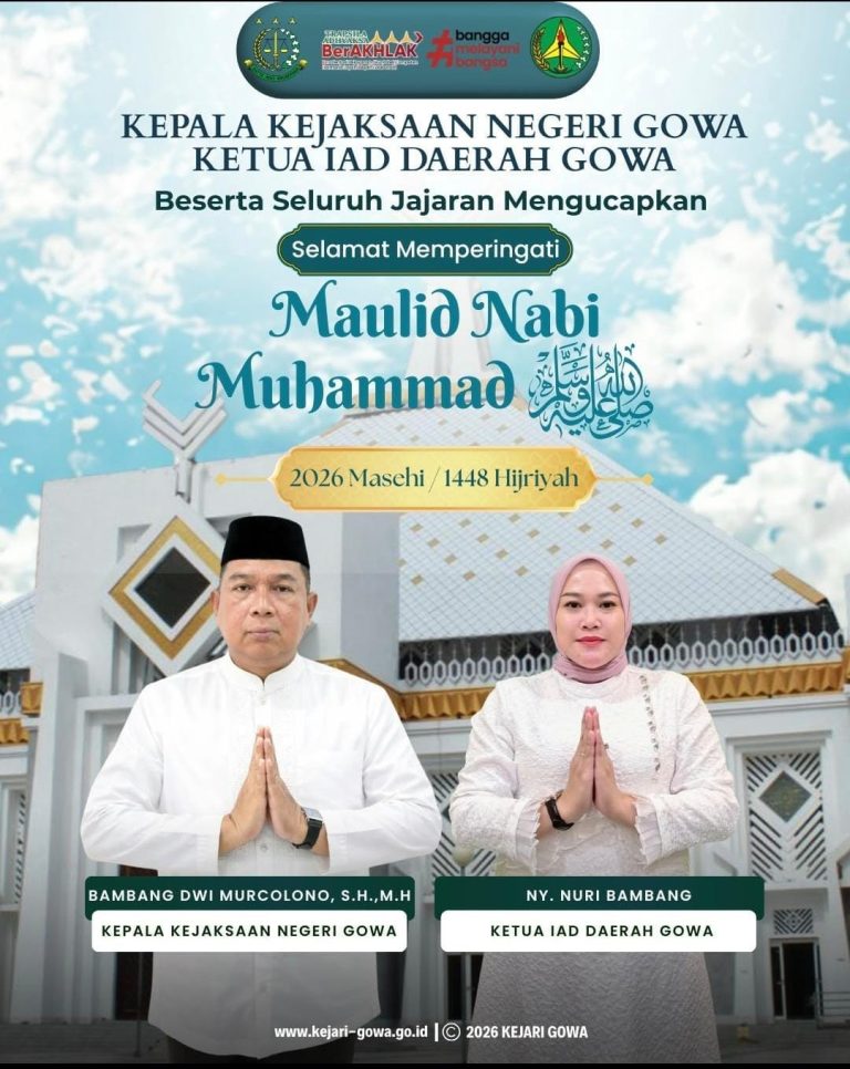 Kajari Gowa dan Ketua IAD Sampaikan Pesan Maulid Nabi Muhammad SAW 1448 H, Ajak Teladani Akhlak Rasulullah