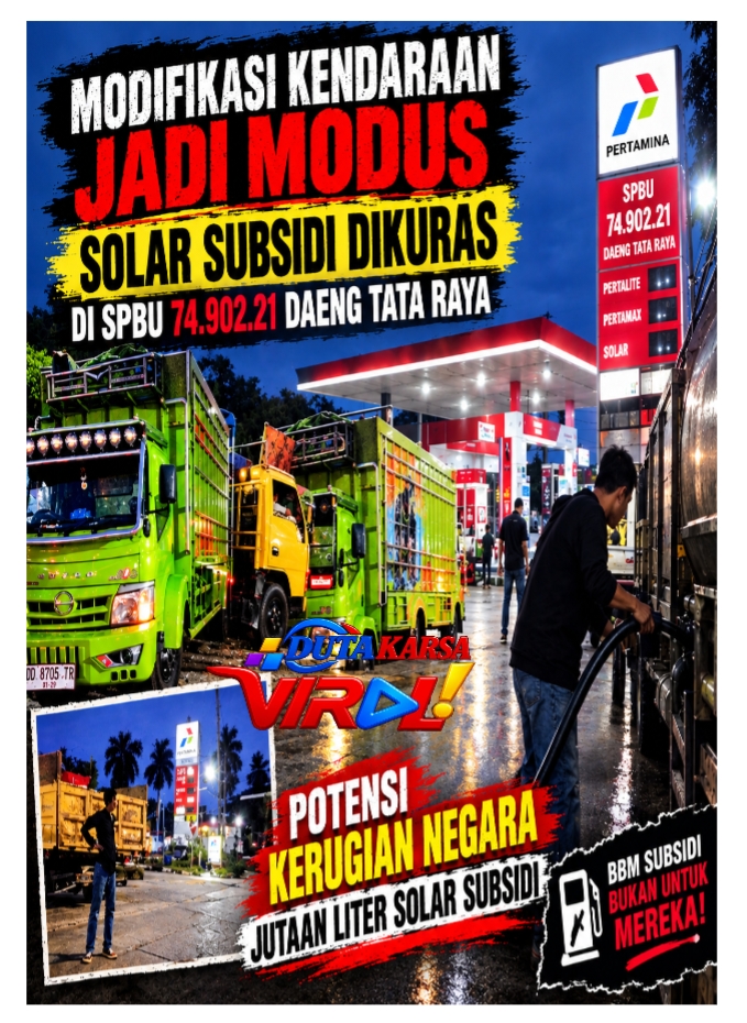 Modifikasi Kendaraan Jadi Modus, Solar Subsidi Dikuras di SPBU 74.902.21 Daeng Tata Raya