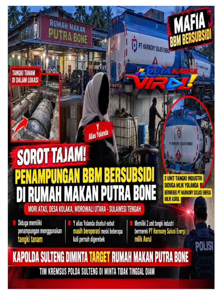 SOROT TAJAM! DUGAAN PENAMPUNGAN BBM BERSUBSIDI DI RUMAH MAKAN PUTRA BONE, KAPOLDA SULTENG DIMINTA TURUN TANGAN
