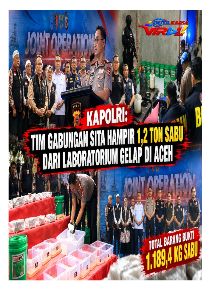 Kapolri : Tim Gabungan Sita Hampir 1,2 Ton Sabu dari Laboratorium Gelap di Aceh