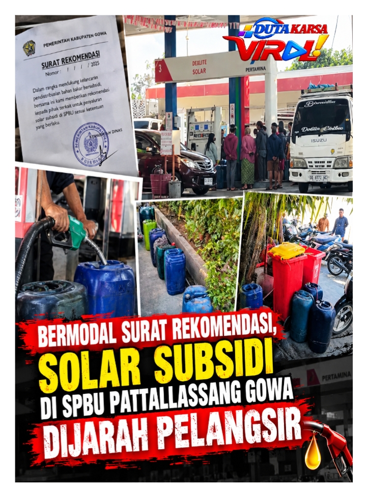 Bermodal Surat Rekomendasi, Solar Subsidi di SPBU Pattallassang Gowa Dijarah Pelangsir